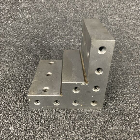 Shars Angle Plate 4x4x4x1x2" Precision Steel Ground w. Tapped Holes R} - Picture 3 of 12